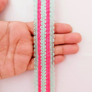 Fabric Trim With Brown / Black / Yellow / Green / Pink Thread Embroidery, Embroidered Lace Trim, 28mm wide